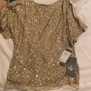 Adriana Papel gold beaded flow top